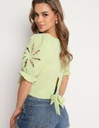 h&s Bluză Verde deschisă din Viscoză Decorată cu încrețituri și Șnur Nestaria
