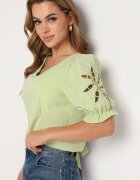 h&s Bluză Verde deschisă din Viscoză Decorată cu încrețituri și Șnur Nestaria