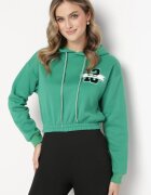h&s Bluză Verde Scurtă cu Glugă și Elastic cu Imprimeu Varel