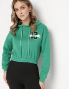 h&s Bluză Verde Scurtă cu Glugă și Elastic cu Imprimeu Varel