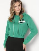 h&s Bluză Verde Scurtă cu Glugă și Elastic cu Imprimeu Varel