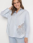 h&s Cămașă albastră din bumbac cu model ajurat și mâneci reglabile Naloritha