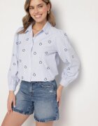 h&s Cămașă albastru-neagră de bumbac cu broderie decorativă Doviene