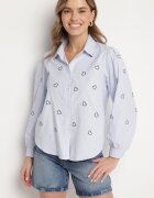 h&s Cămașă albastru-neagră de bumbac cu broderie decorativă Doviene