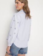 h&s Cămașă albastru-neagră de bumbac cu broderie decorativă Doviene