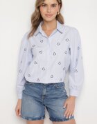 h&s Cămașă albastru-neagră de bumbac cu broderie decorativă Doviene