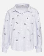 h&s Cămașă albastru-neagră de bumbac cu broderie decorativă Doviene