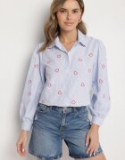 h&s Cămașă Albastru-Roșie din Bumbac cu Broderie Decorativă Doviene