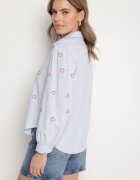 h&s Cămașă Albastru-Roșie din Bumbac cu Broderie Decorativă Doviene