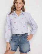 h&s Cămașă Albastru-Roșie din Bumbac cu Broderie Decorativă Doviene