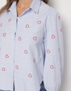h&s Cămașă Albastru-Roșie din Bumbac cu Broderie Decorativă Doviene