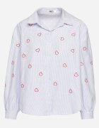h&s Cămașă Albastru-Roșie din Bumbac cu Broderie Decorativă Doviene