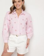 h&s Cămașă Roz din Bumbac cu Broderie Decorativă Doviene