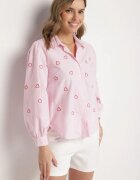 h&s Cămașă Roz din Bumbac cu Broderie Decorativă Doviene