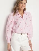 h&s Cămașă Roz din Bumbac cu Broderie Decorativă Doviene