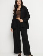 h&s Compleu Negru Croială Oversize Cămașă și Pantaloni Ulosarenia