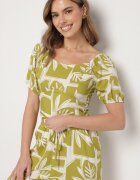 h&s Compleu Verde din Viscoză cu Motiv Floral Pantaloni scurți și Bluză Felestia