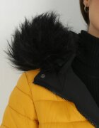 h&s Geacă Negru-Galben Reversibilă Matlasată cu Glugă cu Blană Amerina