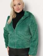 h&s Geacă Verde De blană cu Benzi Decorative și Glugă Eleran