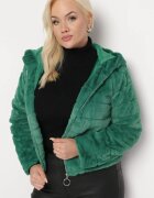h&s Geacă Verde De blană cu Benzi Decorative și Glugă Eleran