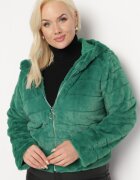 h&s Geacă Verde De blană cu Benzi Decorative și Glugă Eleran