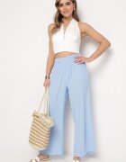 h&s Pantaloni Albastru deschis cu picior drept și talie elastică încrețită Perdila