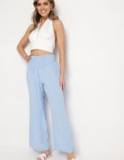 h&s Pantaloni Albastru deschis cu picior drept și talie elastică încrețită Perdila