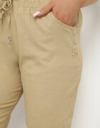 h&s Pantaloni Bej cu șnur și Talie înaltă cu buzunare Cantilla