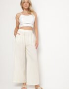 h&s Pantaloni Bej Deschis Largi Tip Palazzo cu Talie Înaltă Sellevia