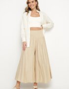 h&s Pantaloni Culotte Larghi Bej cu lungime 7/8 cu talie înaltă Ulamiriela