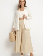 h&s Pantaloni Culotte Larghi Bej cu lungime 7/8 cu talie înaltă Ulamiriela