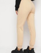 h&s Pantaloni de trening bej de bumbac cu talie înaltă finisați cu fermoare și panglică Dedela
