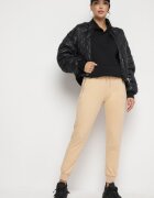 h&s Pantaloni de trening bej de bumbac cu talie înaltă finisați cu fermoare și panglică Dedela