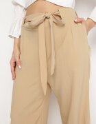 h&s Pantaloni Largi Bej Închis cu Legătură în Talie Paper Bag Tisallas