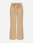 h&s Pantaloni Largi Bej Închis cu Legătură în Talie Paper Bag Tisallas