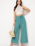 h&s Pantaloni Largi Mentă cu Legătură în Talie Paper Bag Tisallas