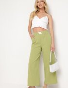 h&s Pantaloni Largi Palazzo Verde deschis cu talie înaltă și elastic în talie Biofina