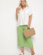 h&s Pantaloni Largi Verde Deschis cu talie înaltă cu elastic în talie și cu picior 3/4 Levolia