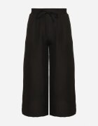 h&s Pantaloni negri cu croială largă cu talie înaltă și cu cordon Telarieta