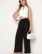 h&s Pantaloni Negri cu Picior Drept și cu Elastic Încrețit în Talie Perdila