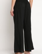 h&s Pantaloni Negri cu Picior Drept și cu Elastic Încrețit în Talie Perdila