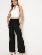 h&s Pantaloni Negri cu Picior Drept și cu Elastic Încrețit în Talie Perdila