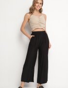 h&s Pantaloni Negri Largi tip Palazzo cu Talie Înaltă Varlevi