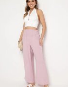 h&s Pantaloni Roz cu picior drept și talie elastică încrețită Perdila