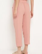 h&s Pantaloni roz închis cu bandă elastică în talie și talie înaltă decorați cu o legătură la brâu Dimity