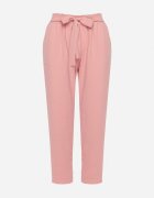 h&s Pantaloni roz închis cu bandă elastică în talie și talie înaltă decorați cu o legătură la brâu Dimity
