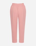 h&s Pantaloni roz închis cu bandă elastică în talie și talie înaltă decorați cu o legătură la brâu Dimity