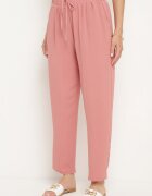 h&s Pantaloni Roz închis cu elastic și șnur în talie cu buzunare și talie înaltă Dimattia