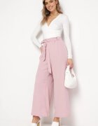 h&s Pantaloni Roz închis Largi cu Cordon în Talie Paper Bag Tisallas