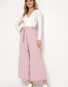 h&s Pantaloni Roz închis Largi cu Cordon în Talie Paper Bag Tisallas